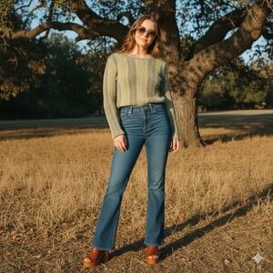 Paul Harris Striped Knit Sweater Multicolor Hippie Boho Casual Top Sz S 1970s